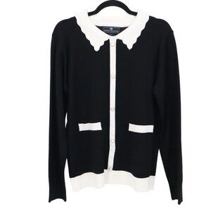 Seven Manor Sweater Women XL Black Rich Auntie Core Twee Preppy Wednesday Addams